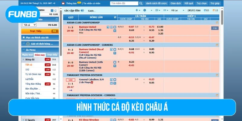 Các kèo bóng đá - Hình thức betting châu Á