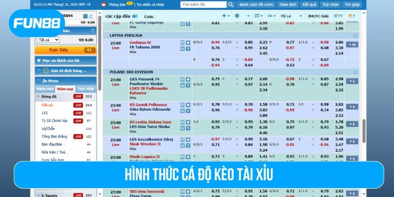 Hình thức cá cược kèo tài xỉu