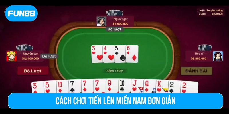 Người chơi lần lượt đánh bài theo chiều kim đồng hồ