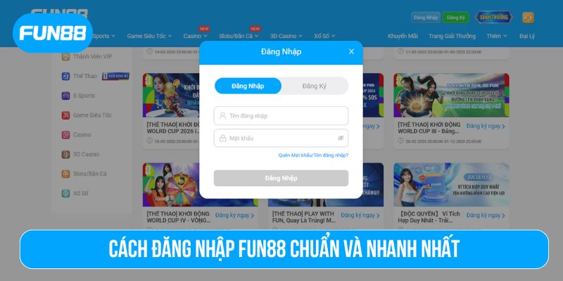 Quá trình đăng nhập Fun88 được thiết kế để bất kỳ ai cũng có thể thực hiện